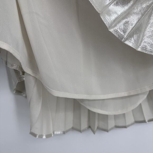 Express Metallic Off Shoulder Pleated Crop Top Champagne NWT Women Size L - Picture 6 of 13